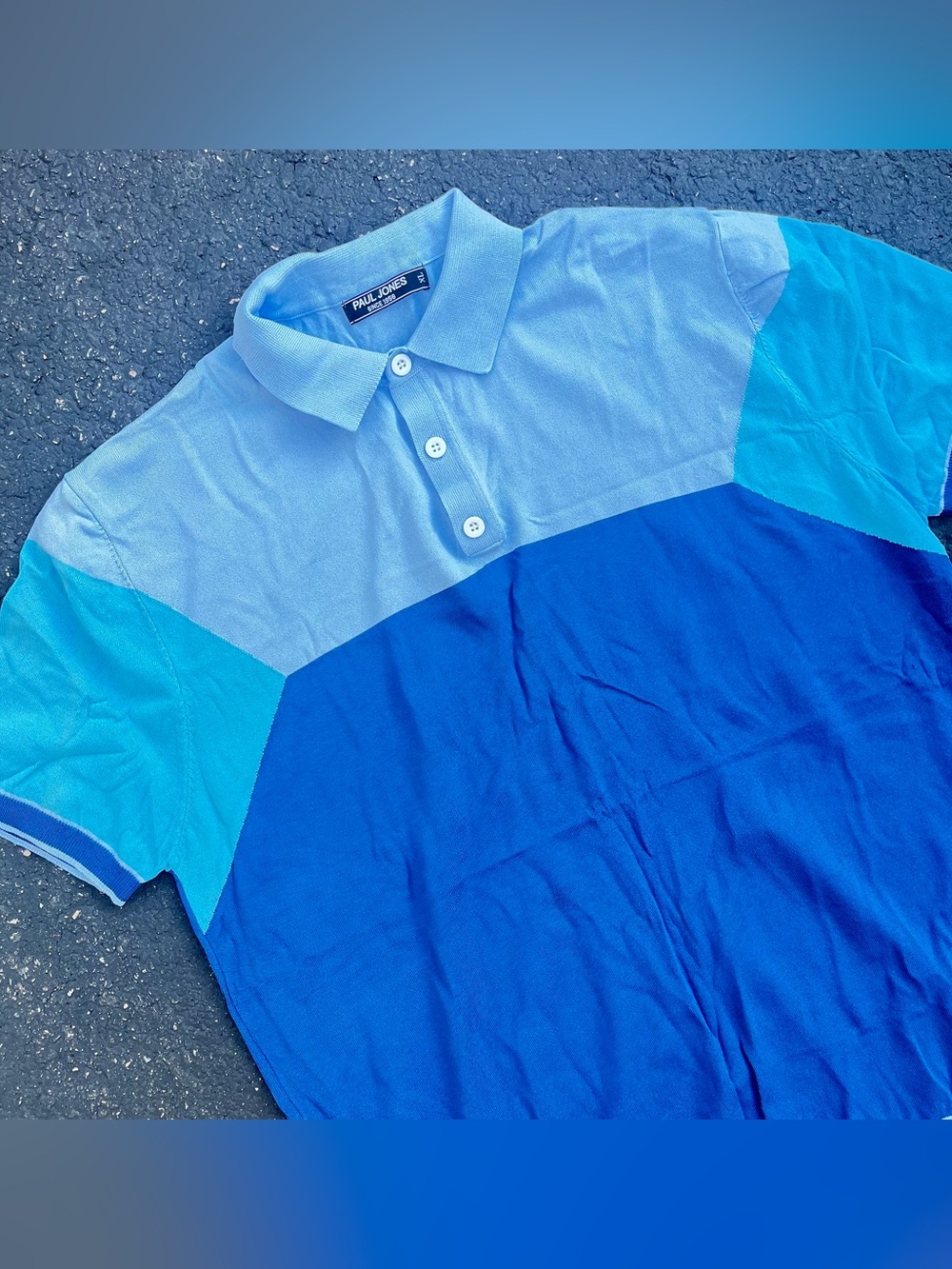 Paul Jones Men’s Blue colorblocked knit Short sleeve polo shirt Size XL